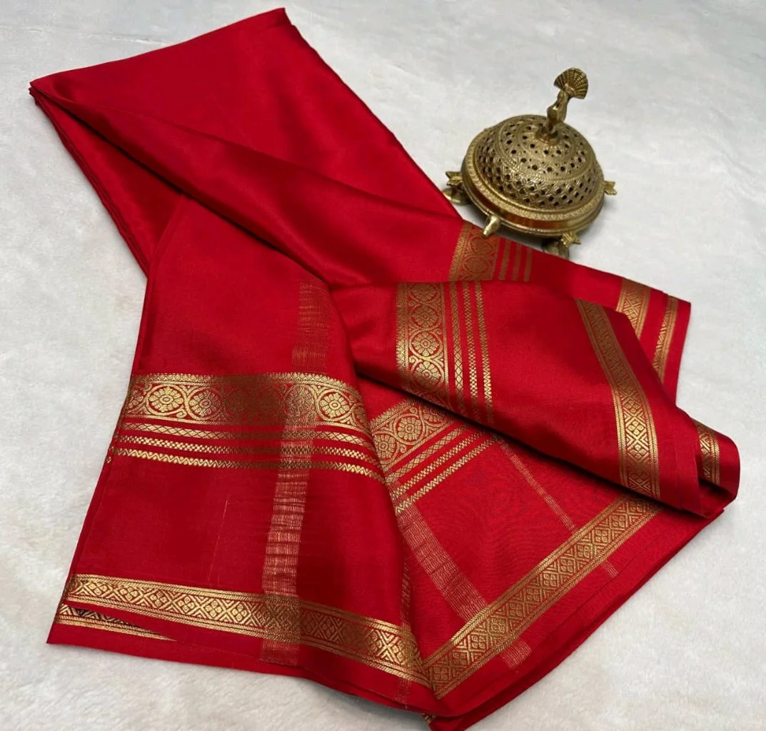 Mysore Silk Saree Collection with Gold Zari Border 2