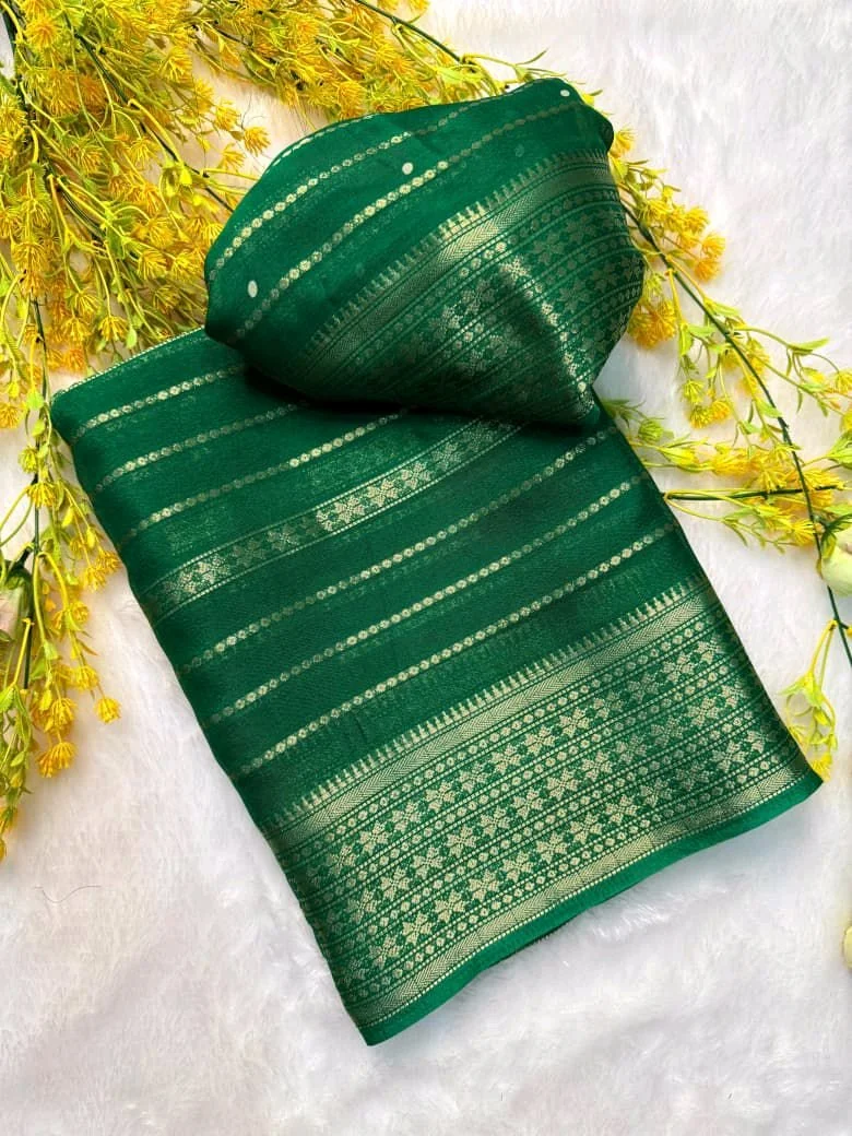 Dola Silk Saree with Zari Border thumbnail 4
