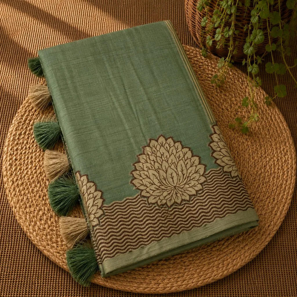 Semi Tusser Silk Sarees thumbnail 1