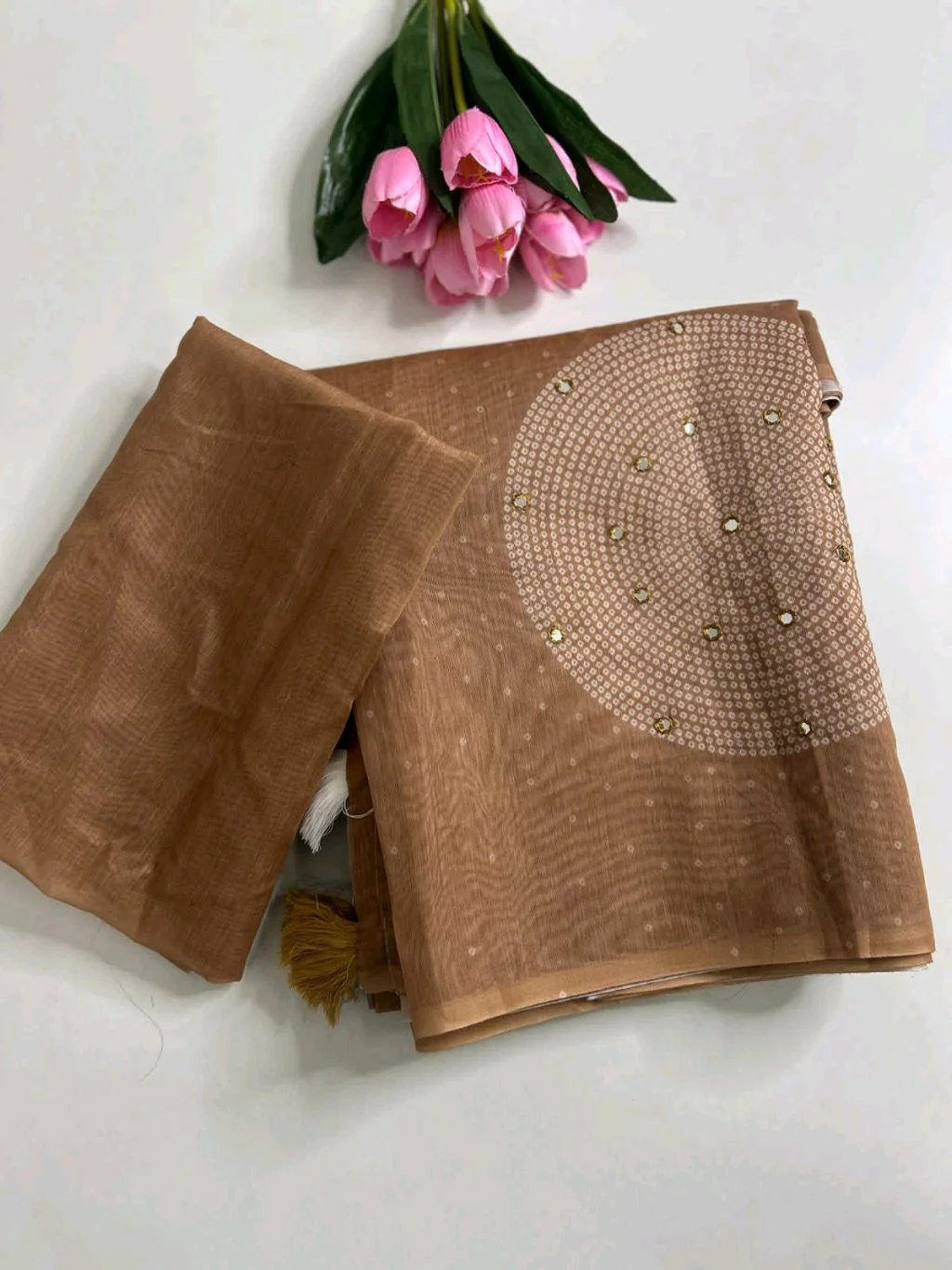 Soft Cotton Fabric Set with Pearl Mirror Work thumbnail 3