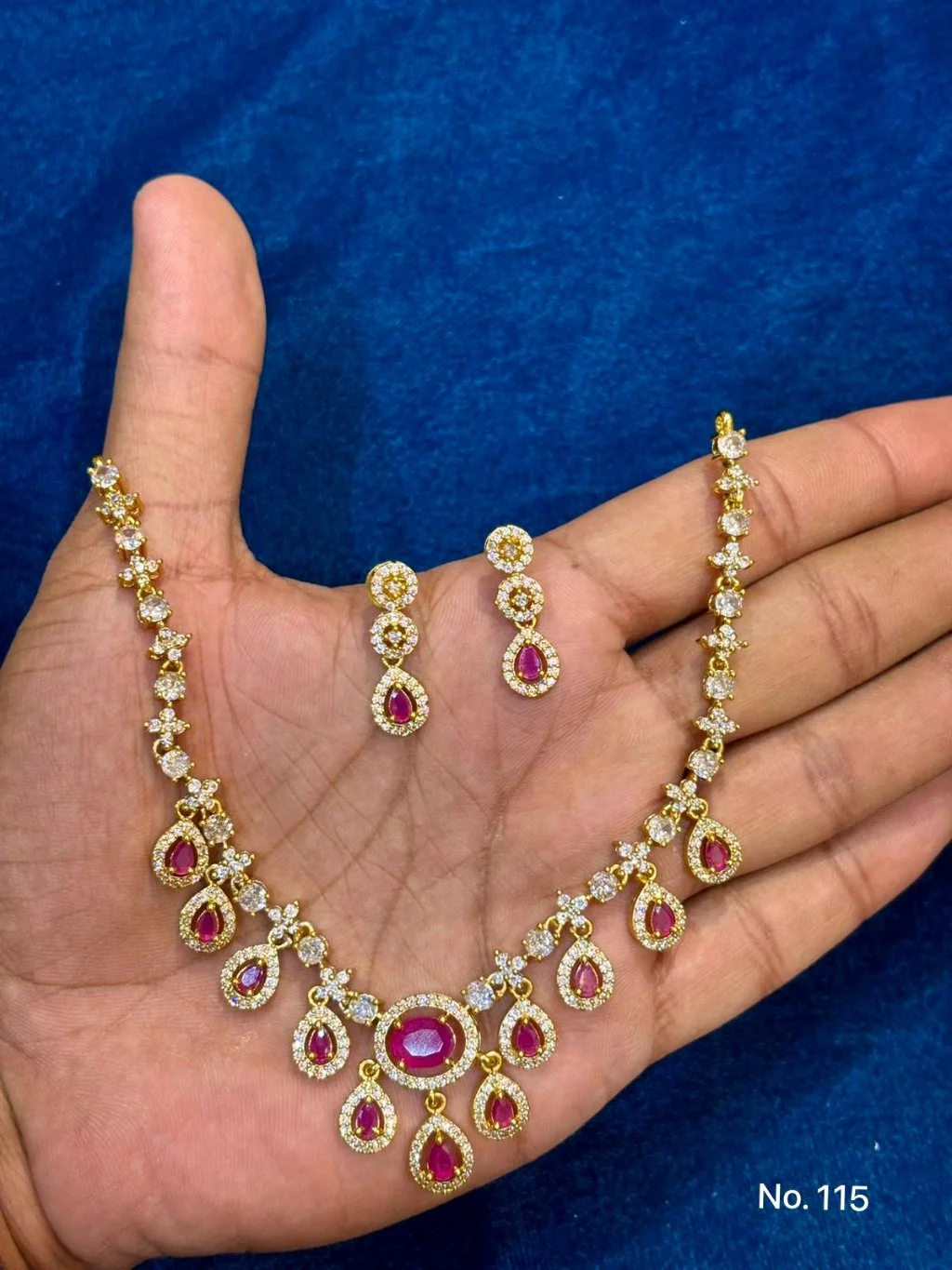 One Gram Gold Cz Stone Neck Set- Sale 3