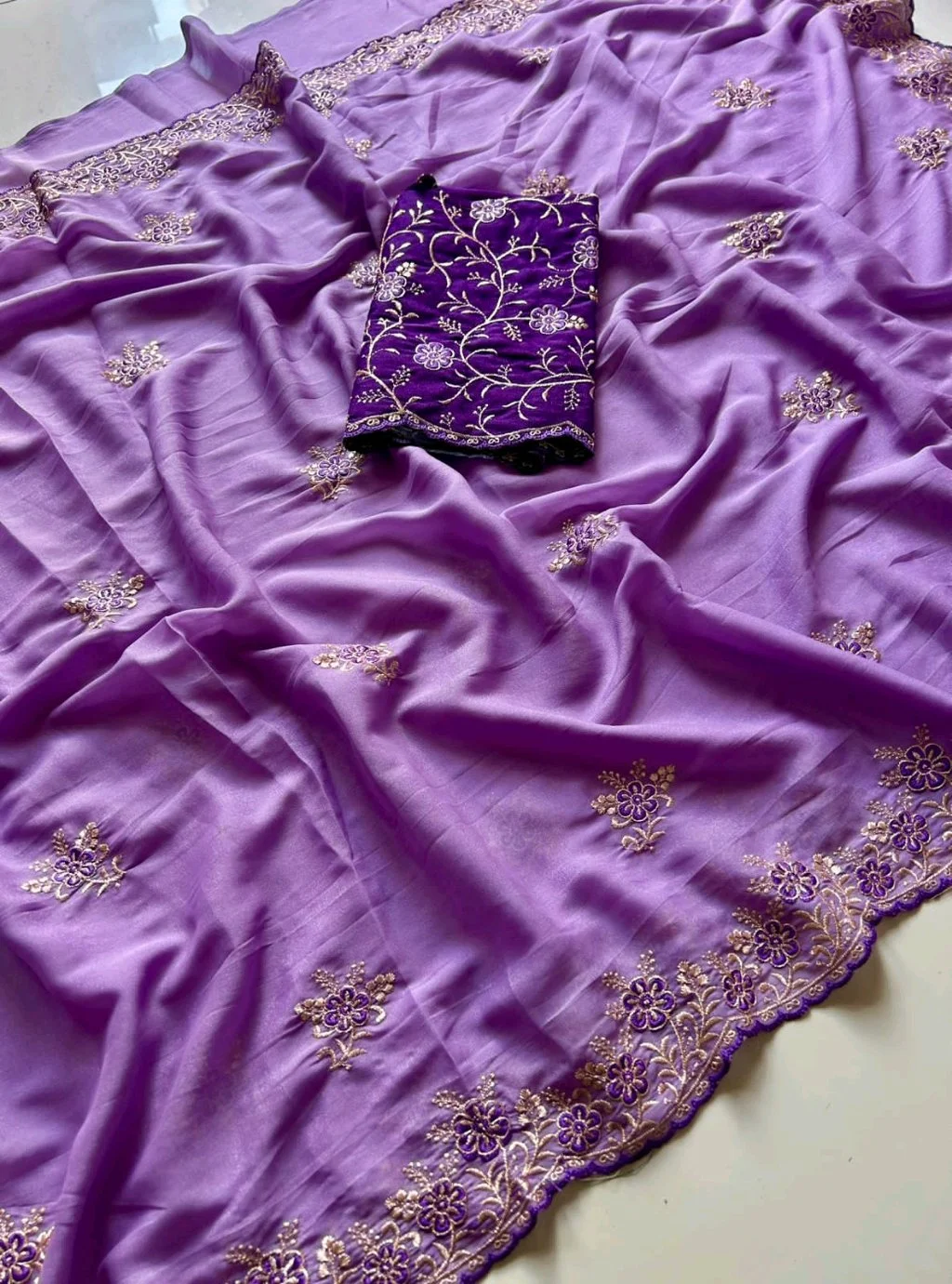 Embroidered Saree with Matching Blouse 8