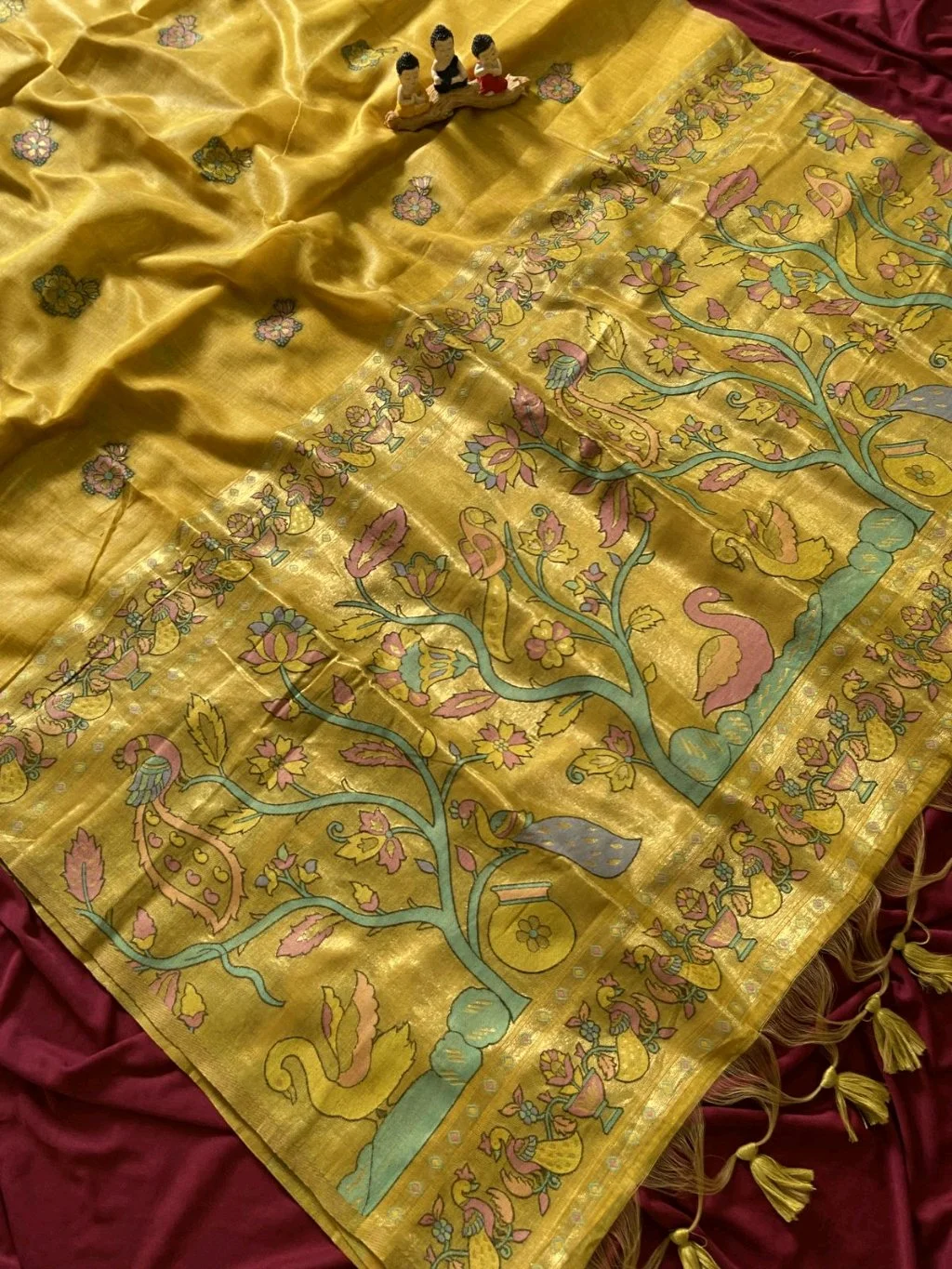 Soft Muga Cotton Paithani Saress thumbnail 9