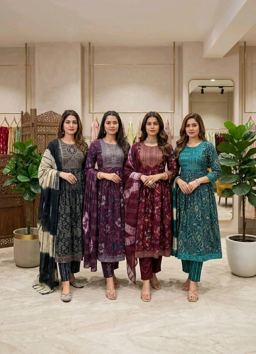 Embroidered Cotton Kurti Sets with Dupatta thumbnail 3
