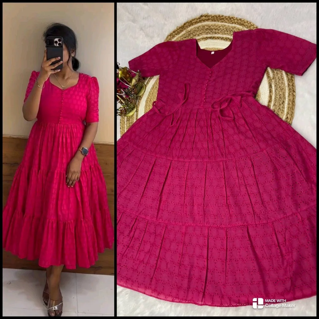 Tiered Frock Dress with Eyelet Pattern 6