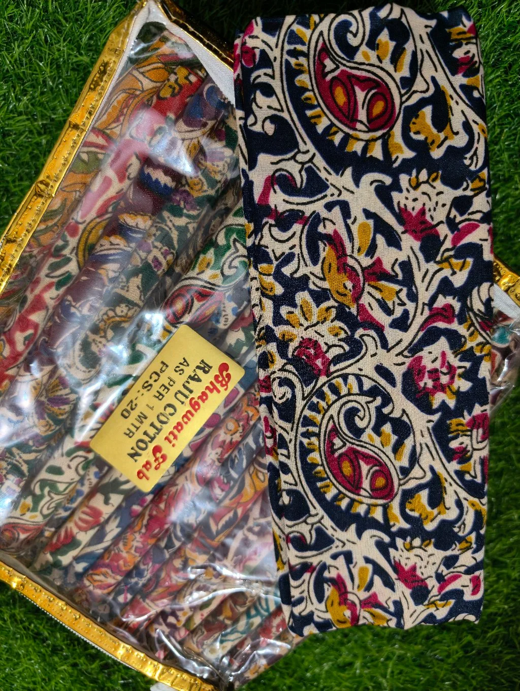 Bhagwati Fab Raju Cotton Printed Fabric - Floral Paisley Design Blouse Piece 1