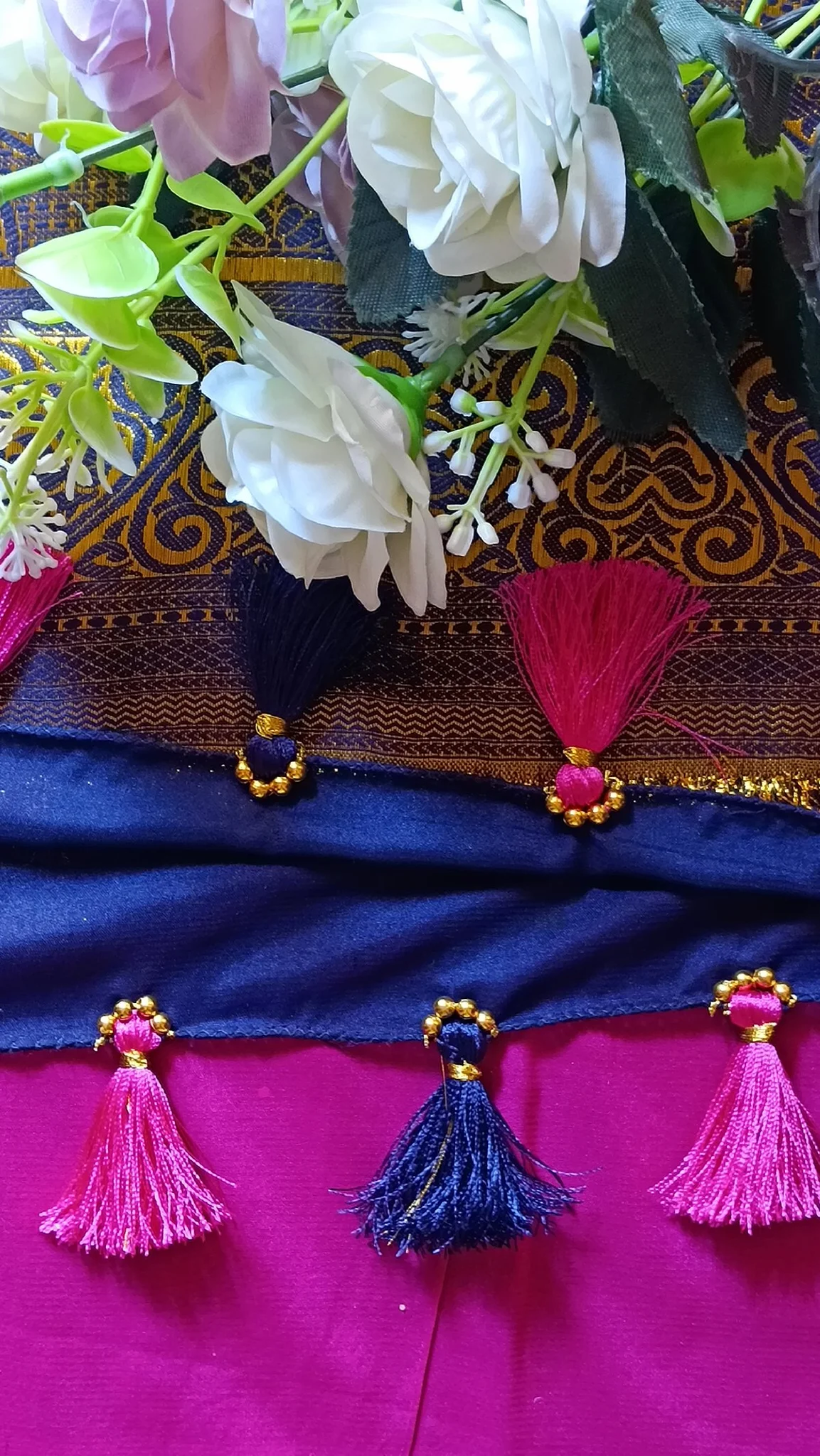 Beautiful Saree Tassels and Beads Attaching