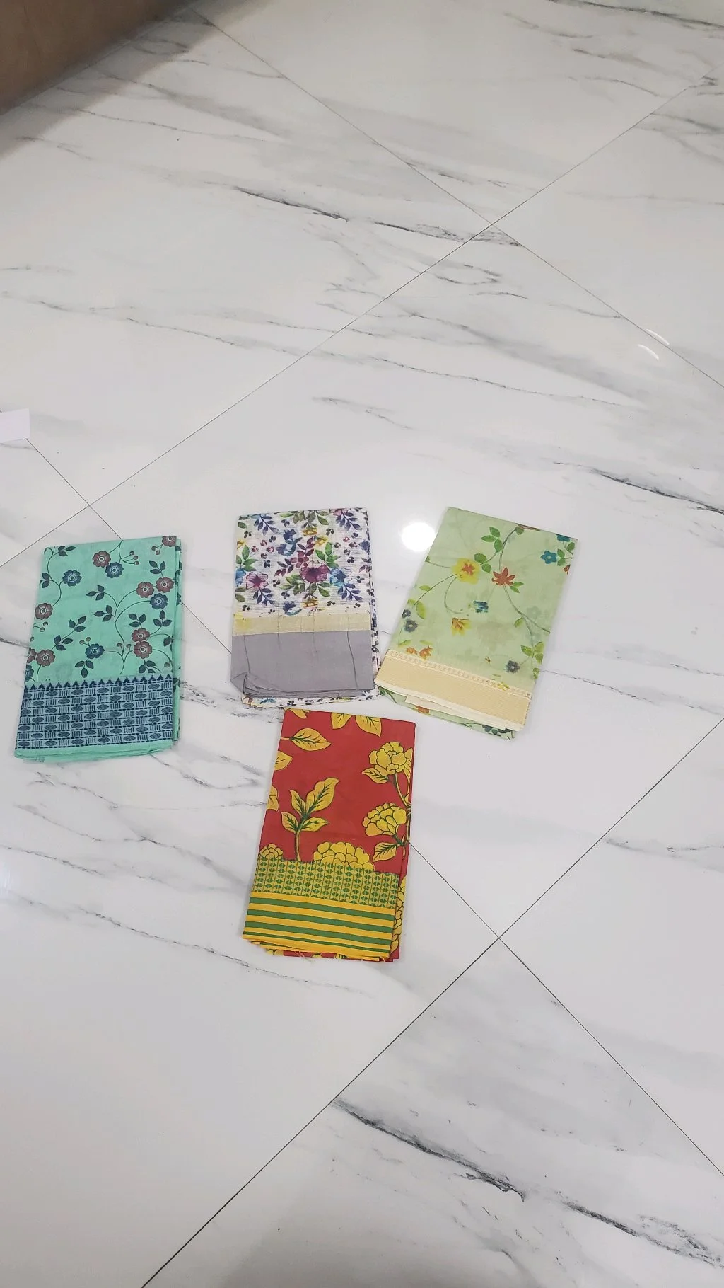 Assorted Floral Print Mangalagiri Cotton Blouses With Thread Boarder Collection