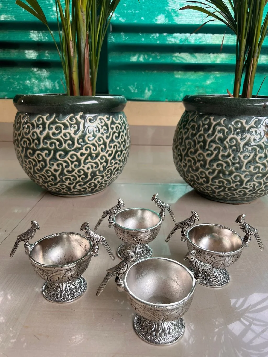 Silver Parrot Design Decorative Bowls Set