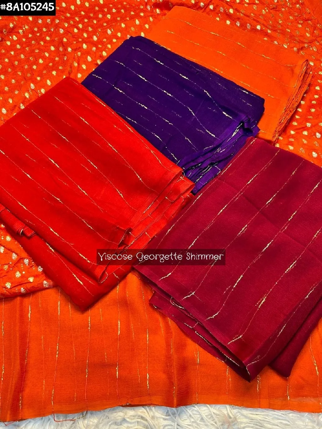 Viscose Georgette Shimmer Fabric with Striped Design