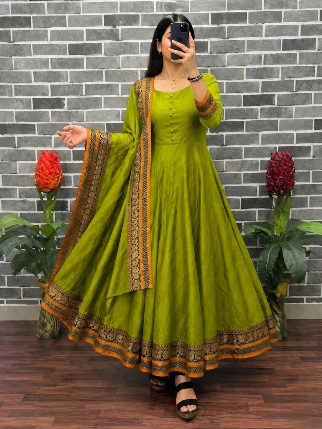 Anarkali Kurtas with Gold Border 9