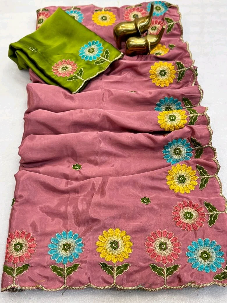 Crepe Silk With Designer  Embroidered Saree 6