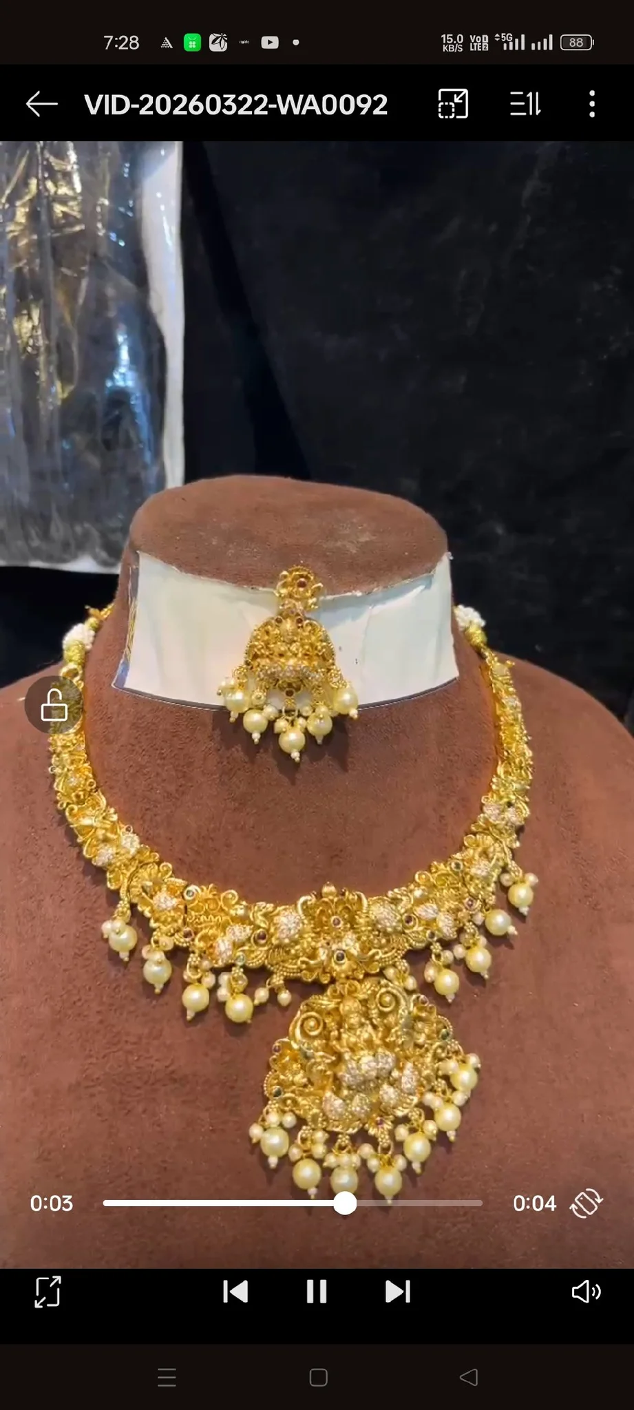 Gold Plated Temple Design Necklace Set with Jhumka Earrings