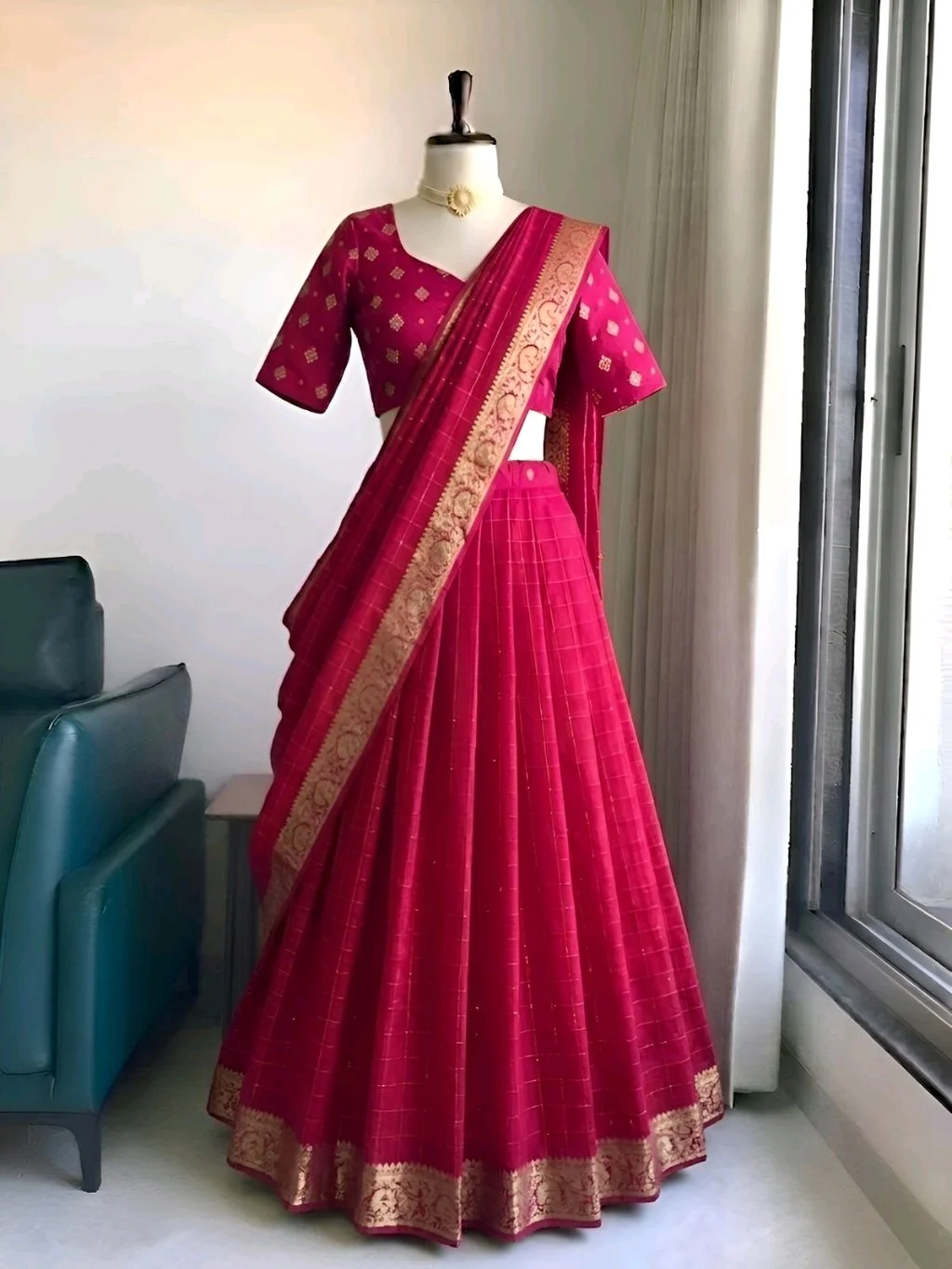 Pure Vintage Viscose Zari Woven Lehenga Choli Set thumbnail 1