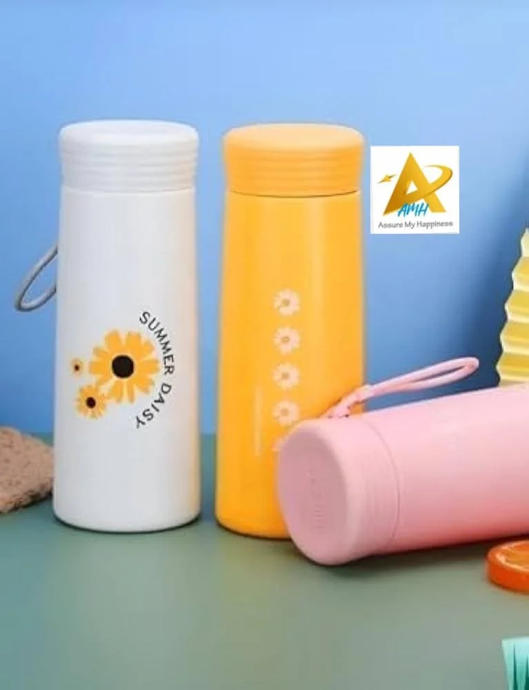 Cute Insulated Water Bottles with Daisy Design thumbnail 1