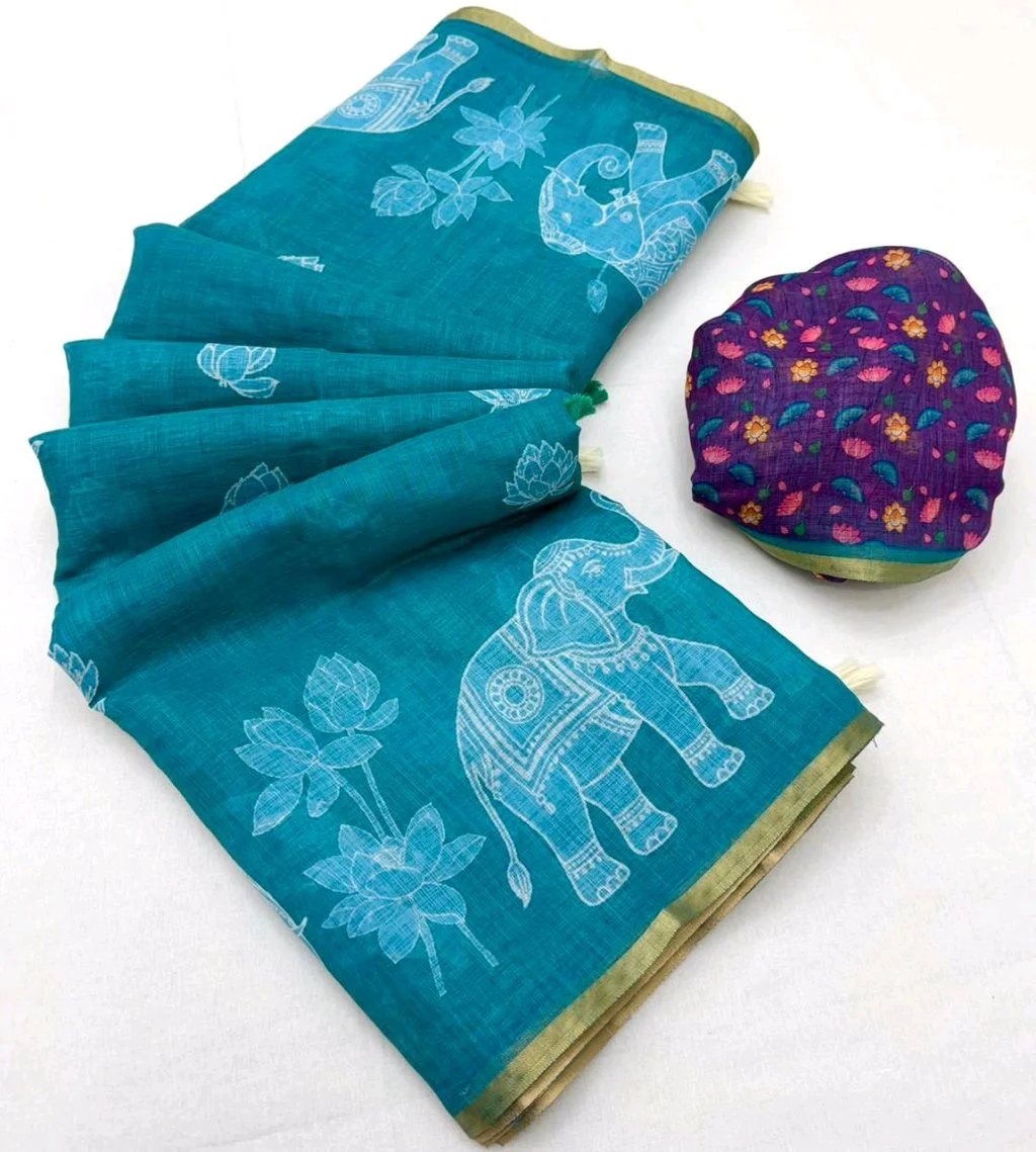 Soft Cotton Lenin Sarees 6