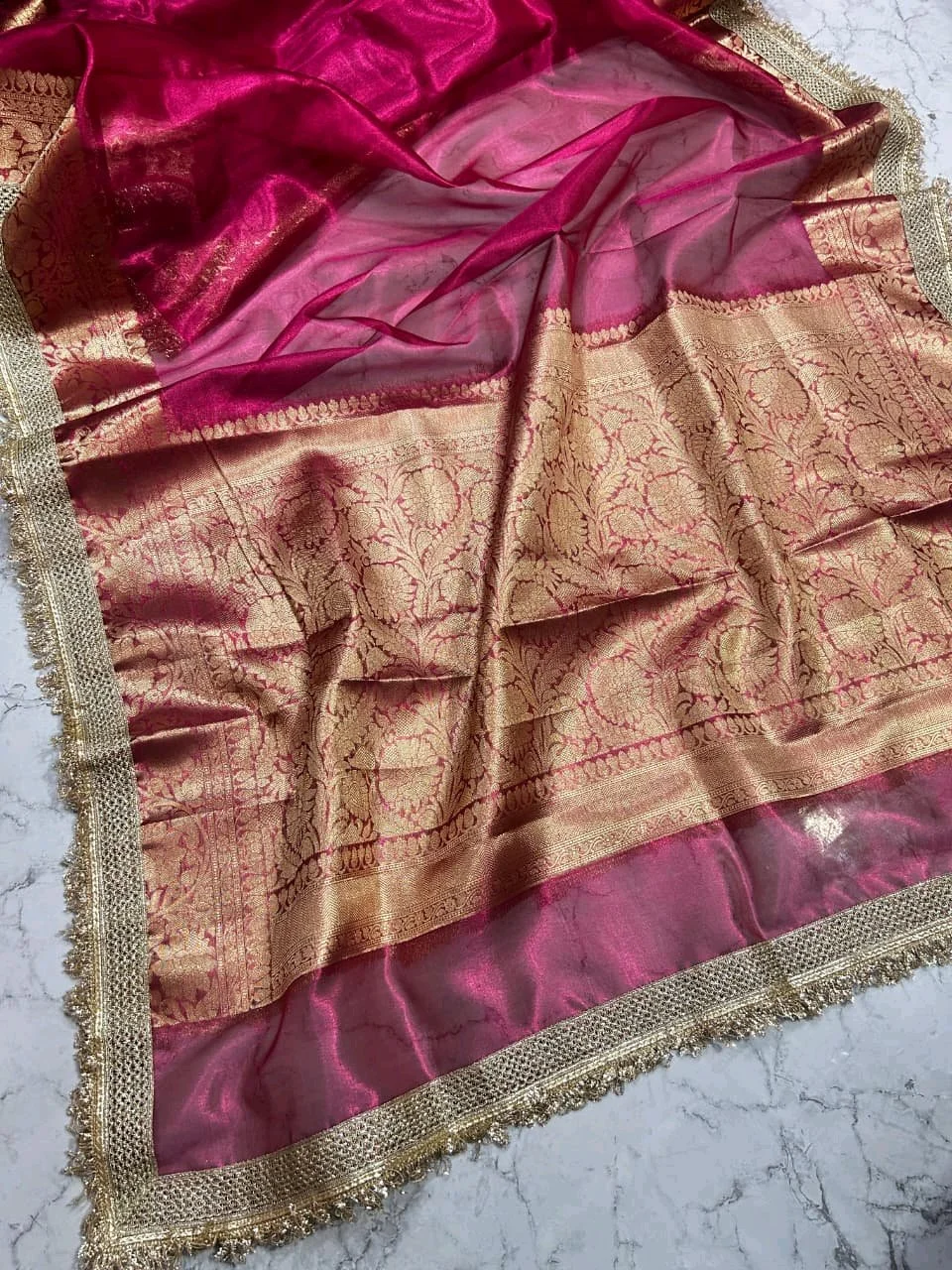 Banarasi Rangeen Tissue Silk Saree Collection with Rich Zari Border thumbnail 4
