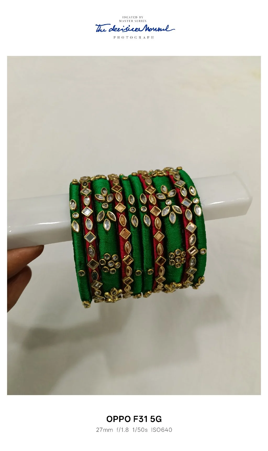 Green and Red Silk Thread Bangle Set with Mirror Work