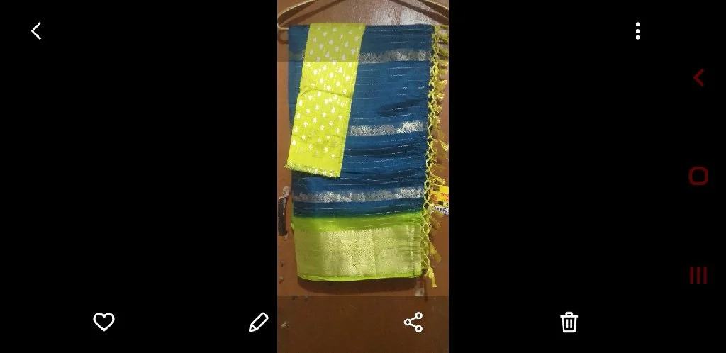 Blue and Lime Green Art Silk Saree with Zari and Tassels