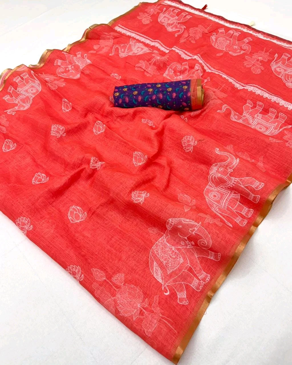 Soft Cotton Lenin Sarees 7