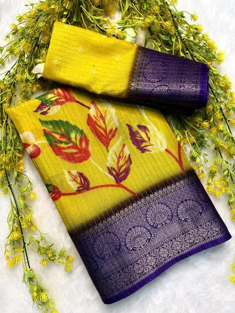 Dola Silk Saree with Zari Border thumbnail 6