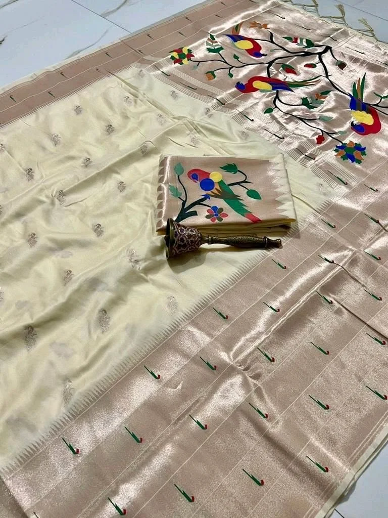 Paithani Silk Saree with Bird Motifs 6