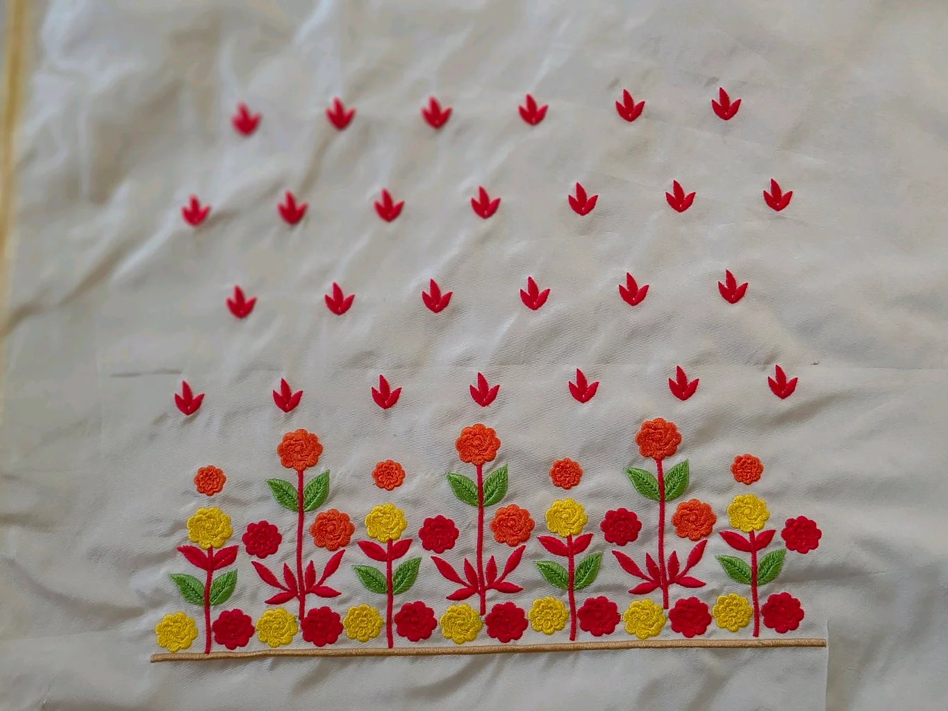 Half White Floral Computer Embroidery Blouse Piece 2