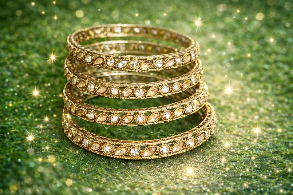 Gold Toned Stone Studded Bangles Set 1