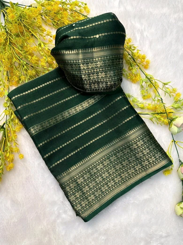 Dola Silk Saree with Zari Border thumbnail 2