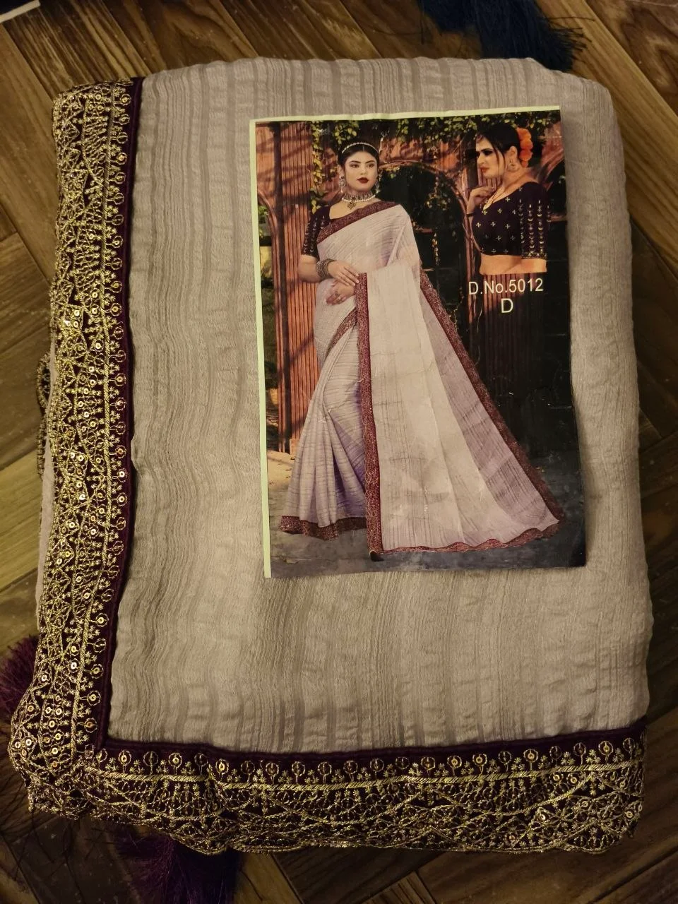 Light Green Saree with Embroidered Sequin Border 3