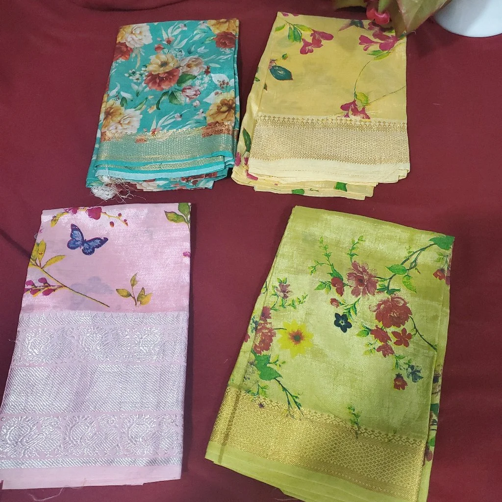 Mangalagiri Pattu Digital Print Blouses with Zari Border