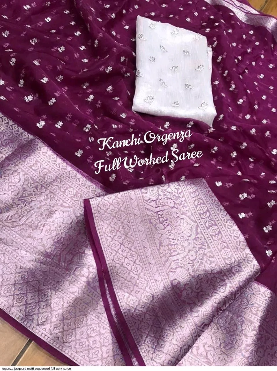 Kanchi Organza Full Worked Saree thumbnail 6