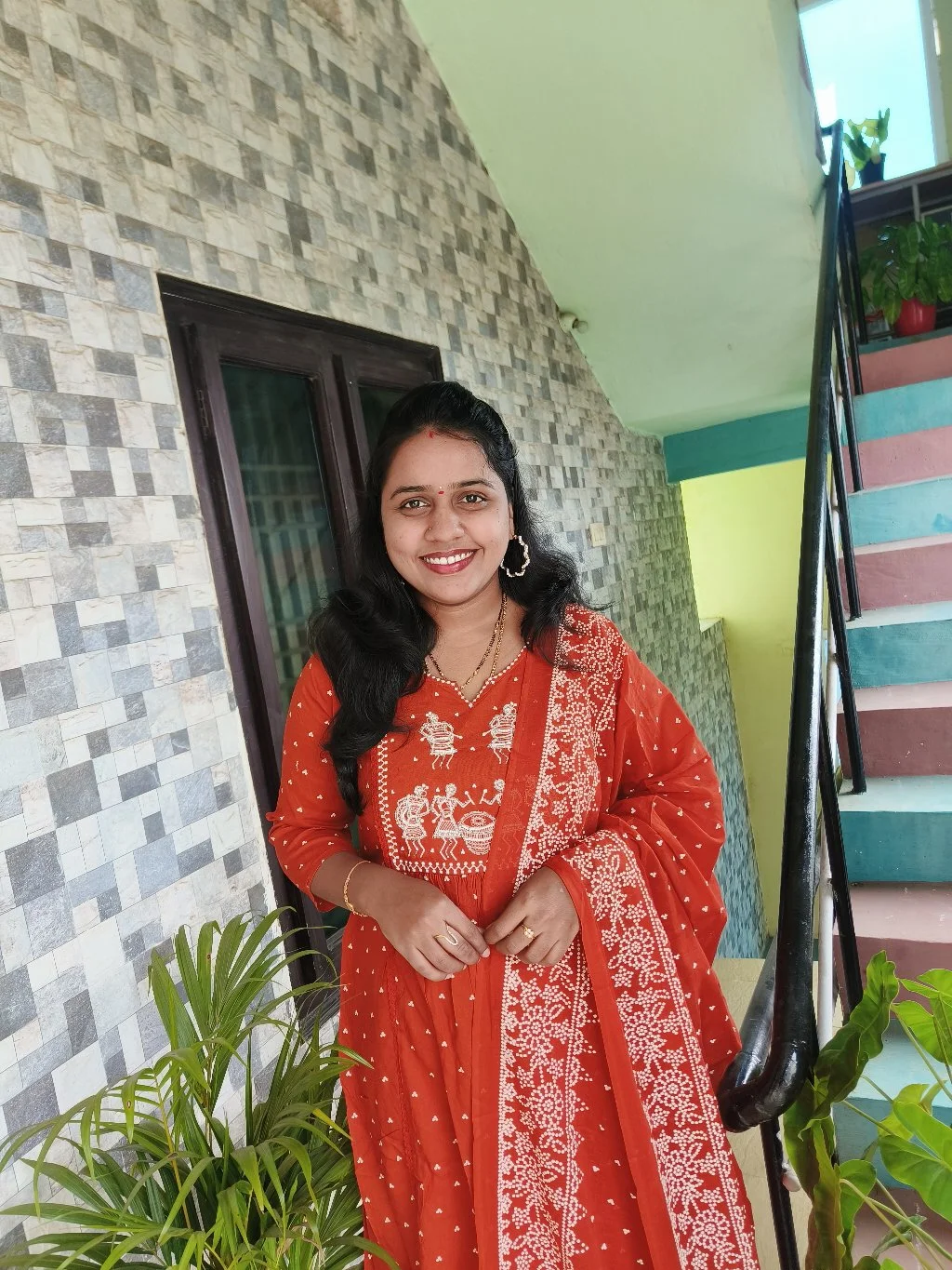 Terracotta Red Embroidered Kurta Set with Dupatta 2