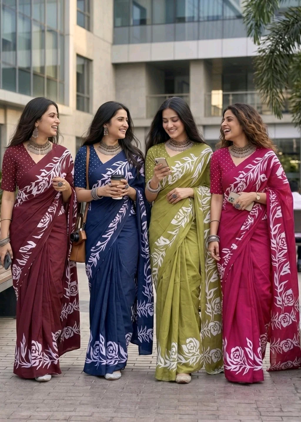 Floral Printed Mul Mul Cotton Sarees thumbnail 5