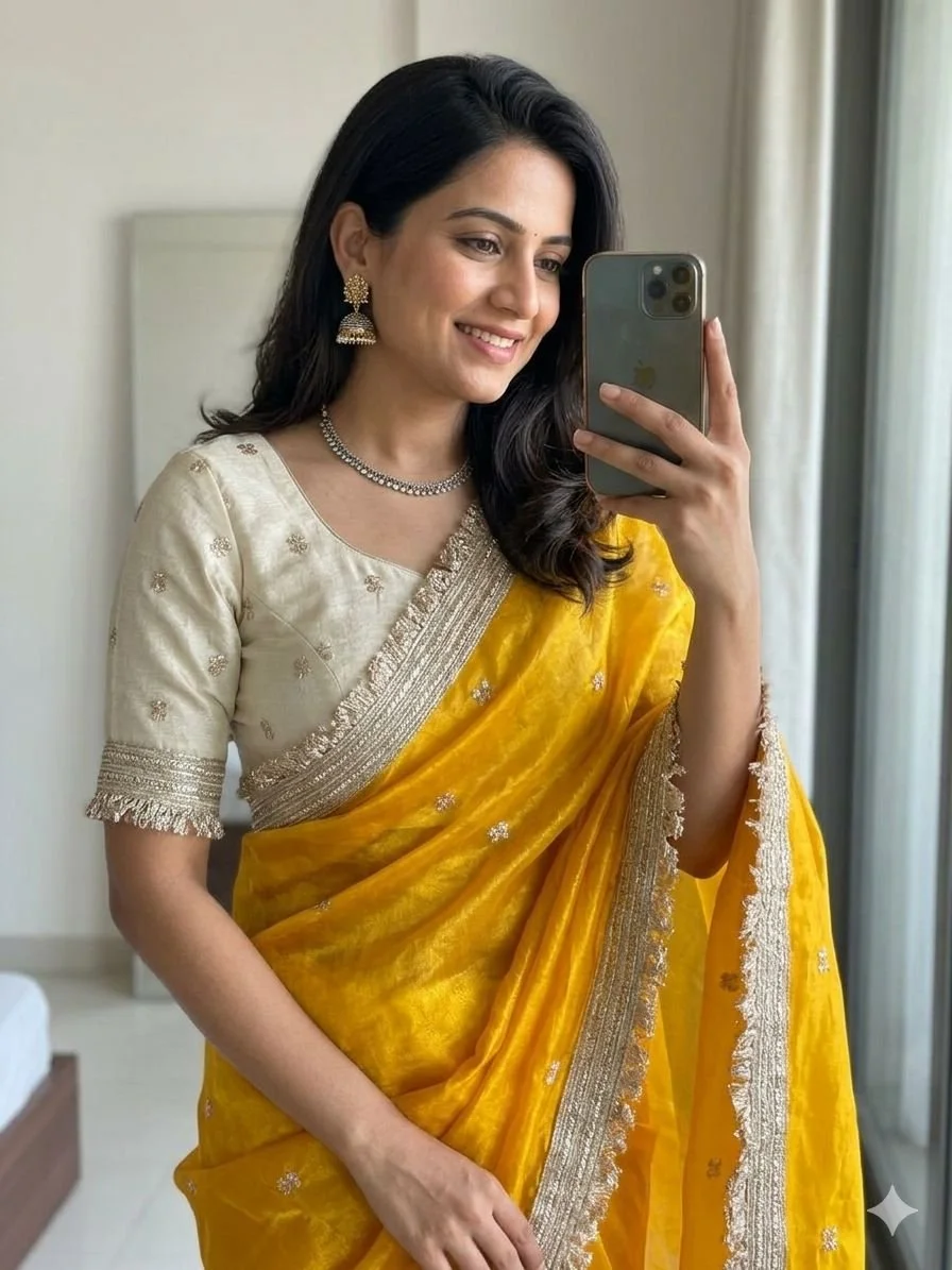 Space Satin Sequence Work Saree 3