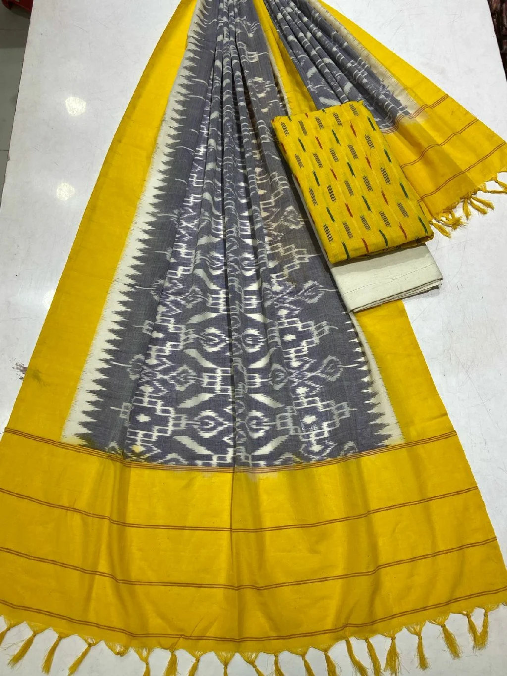 Ikat Print Cotton Dress Material Set thumbnail 5