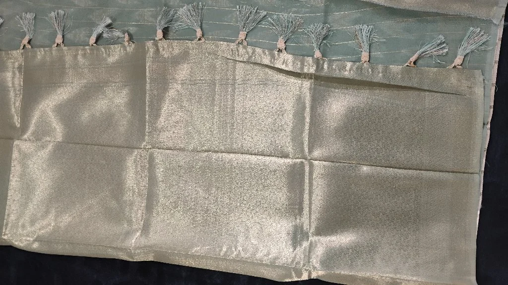 Mint Green Pochampally Ikkath Cotton  Saree with Gold Zari Border, Which Is Very Comfortable And Light Weight Sarees 3