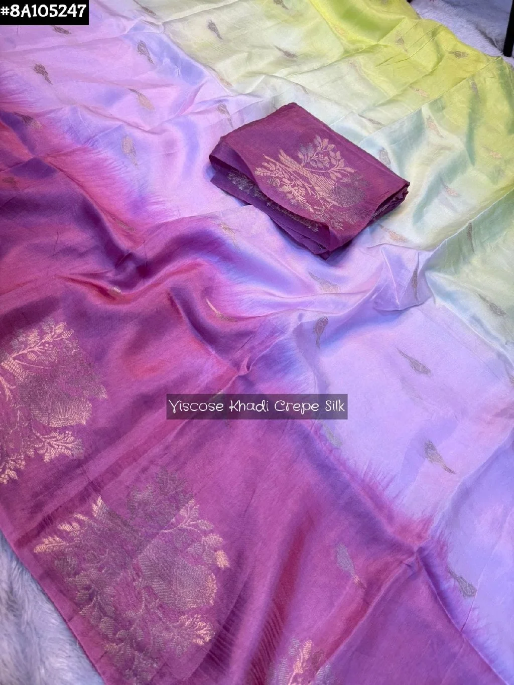 Viscose Khadi Crepe Silk Ombre Saree thumbnail 3