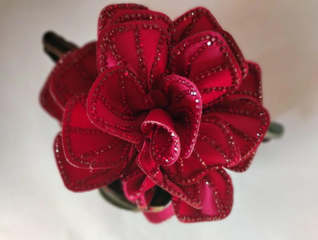 Sparkling Red Rhinestone Flower Korean Hair Clip