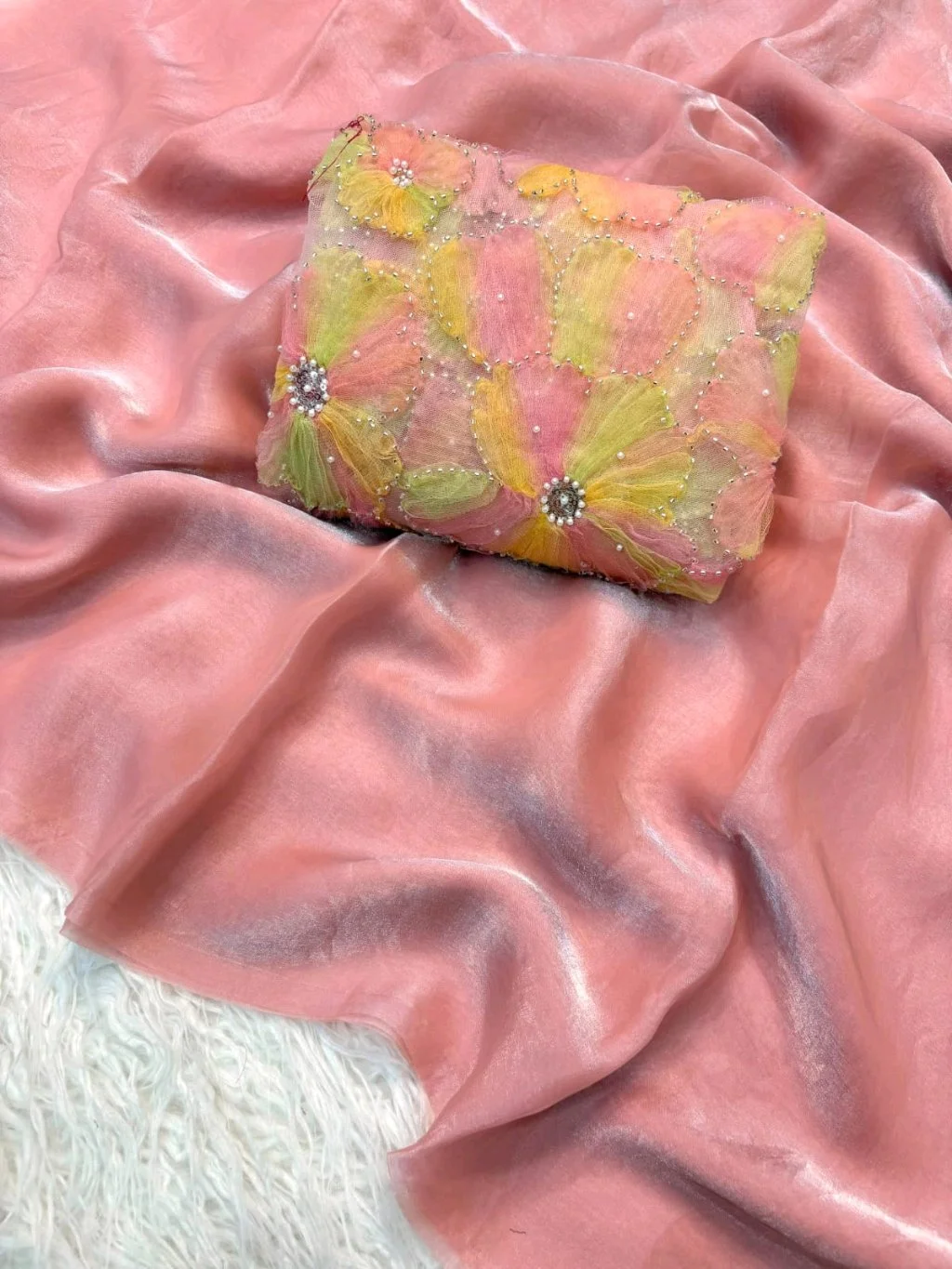 Soft Fancy Satin Silk Saree 7