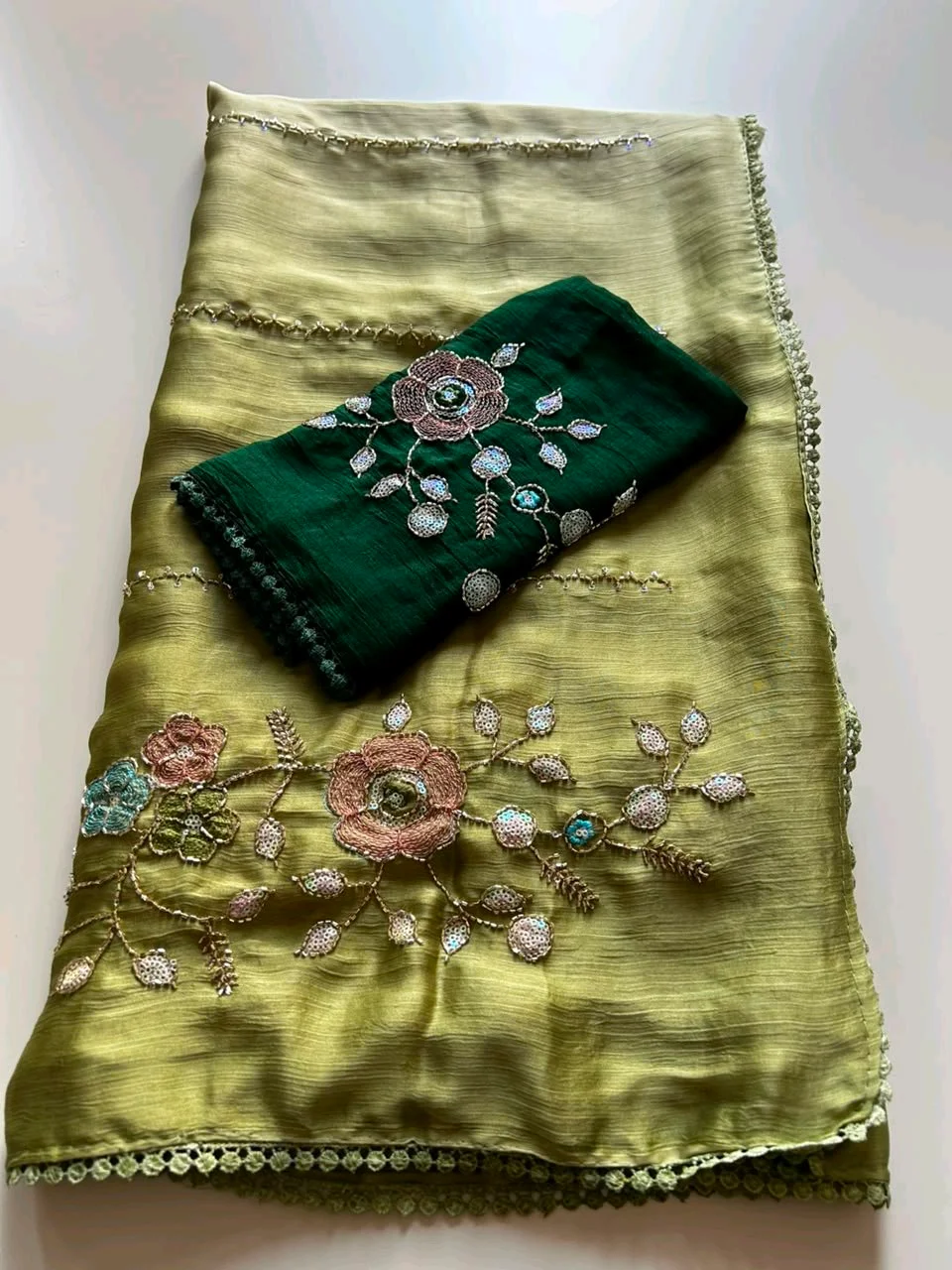 Satin Chiffon Silk Sarees thumbnail 2