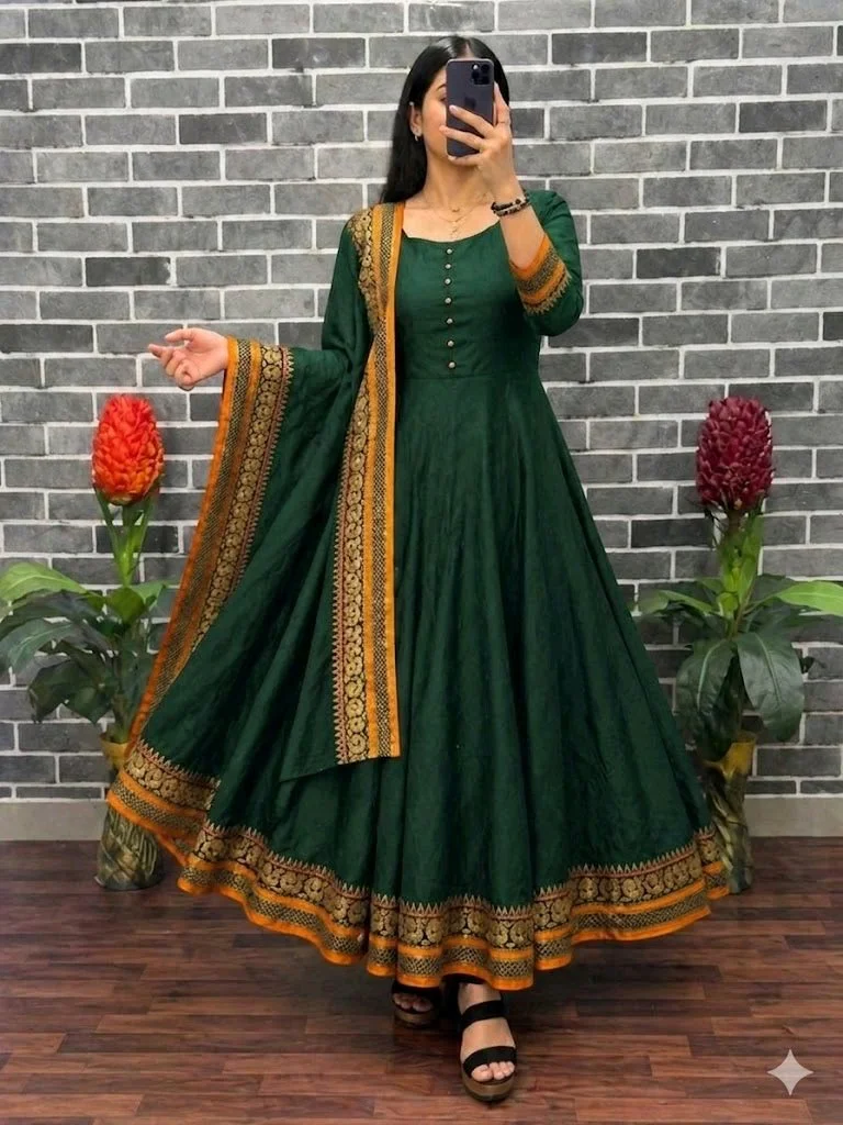 Anarkali Kurtas with Gold Border 10