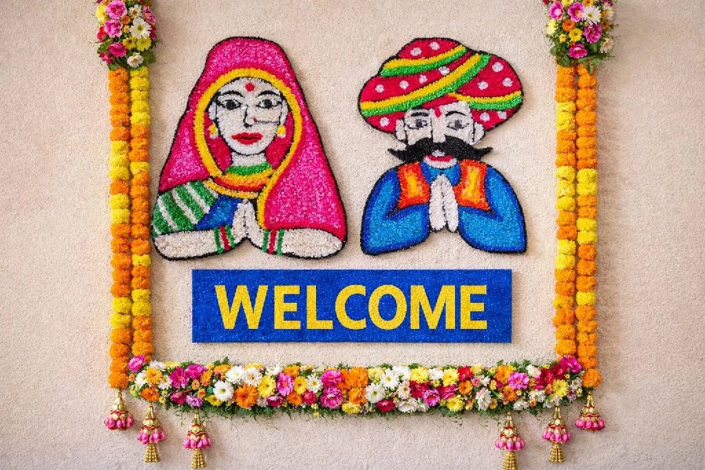 Traditional Indian Couple Rangoli Decor Set - Variant 3