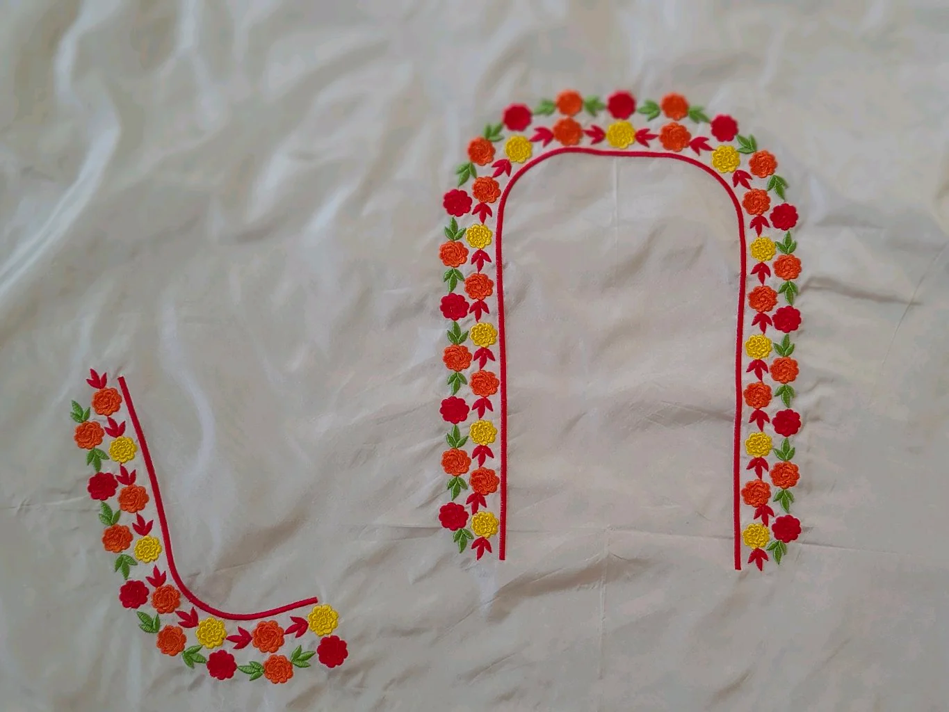 Half White Floral Computer Embroidery Blouse Piece 3