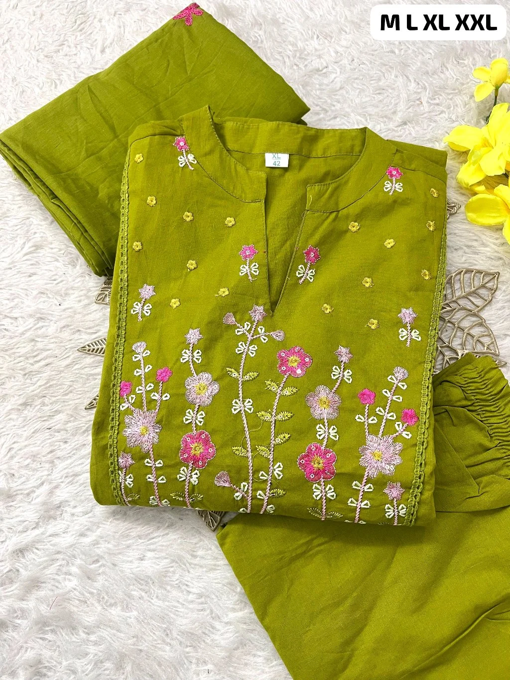 Embroidered Cotton Kurta Set thumbnail 1