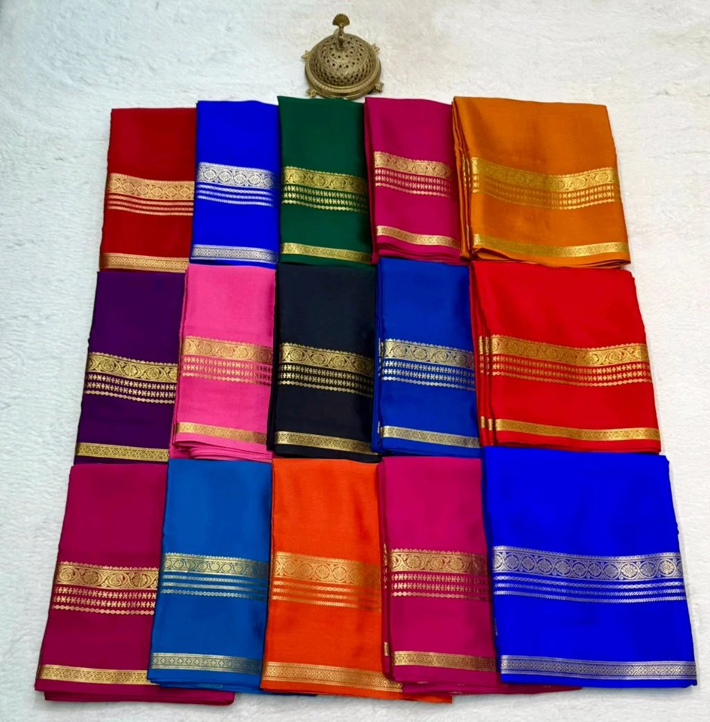 Mysore Silk Saree Collection with Gold Zari Border 1