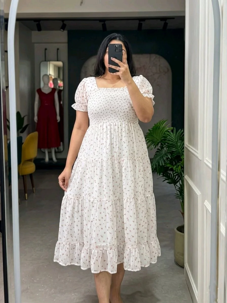 Plus Size Floral Smocked Tiered Maxi Dress 2