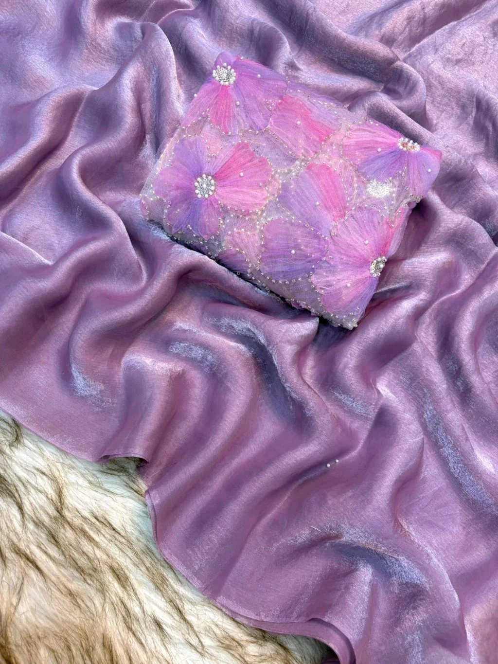 Soft Fancy Satin Silk Saree 5