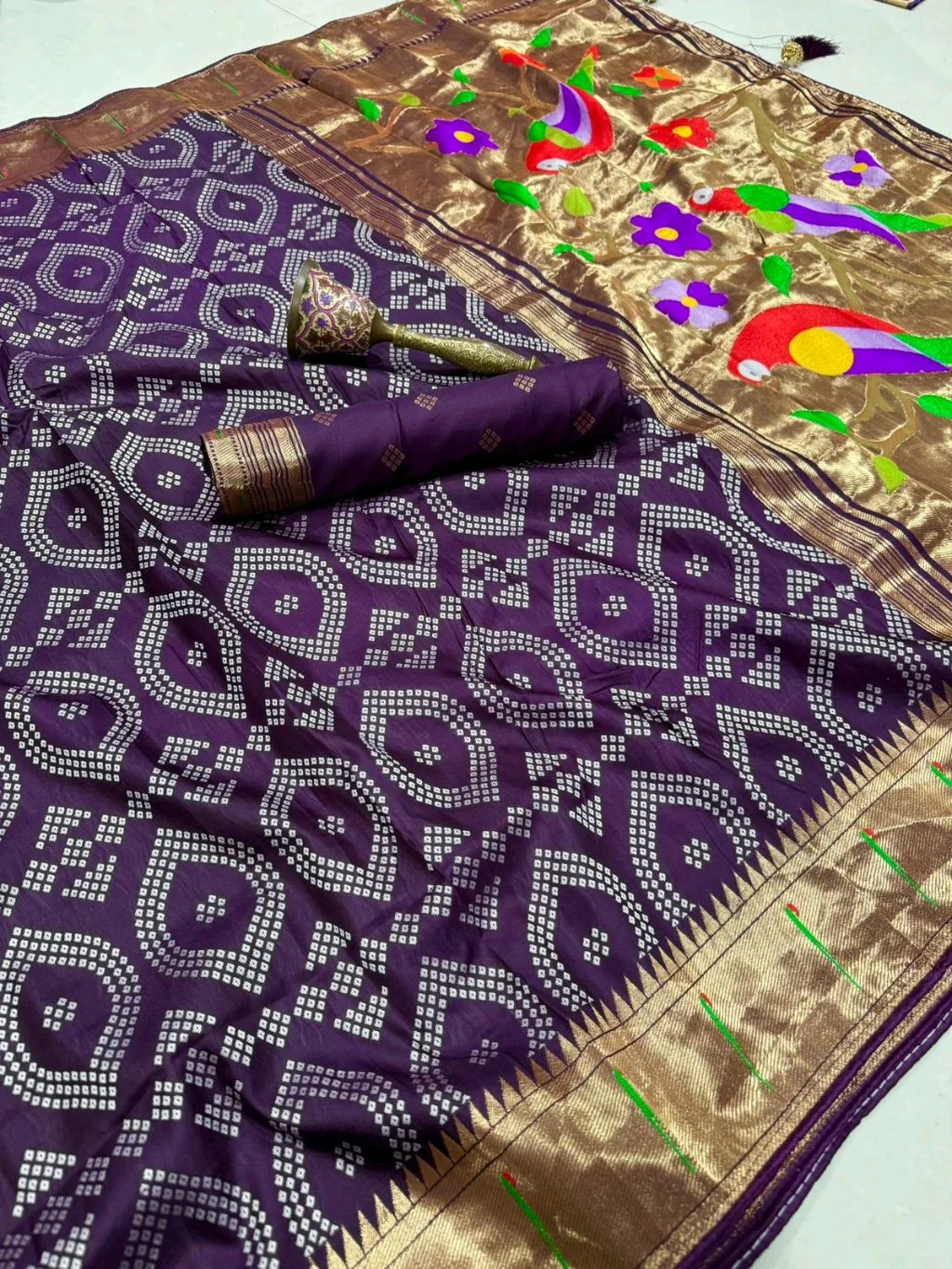 Viscose Silk Saree with Paithani Pallu thumbnail 1