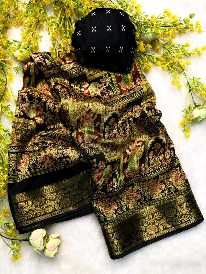 Ajrakh Marsh Mellow Sarees thumbnail 2